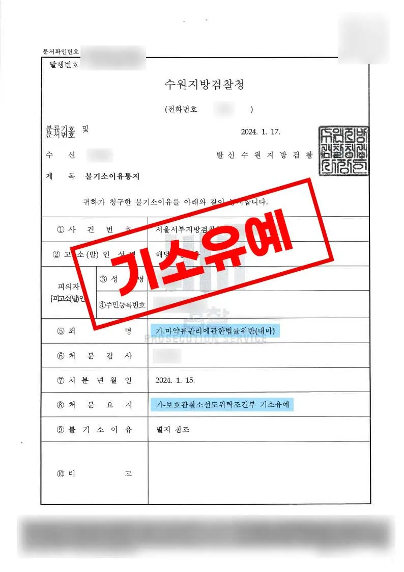 대마 매수 투약 혐의 외국인 보호관찰소선도위탁조건부 기소유예 처분 사례