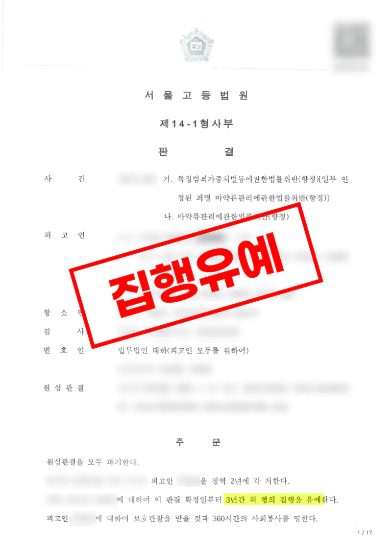 합성대마 관리 사건, 항소심에서 집행유예를 이끌어낸 사례